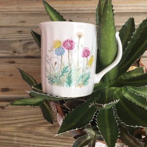 Floral Butterfly Ribbed Coffee Cup Mug